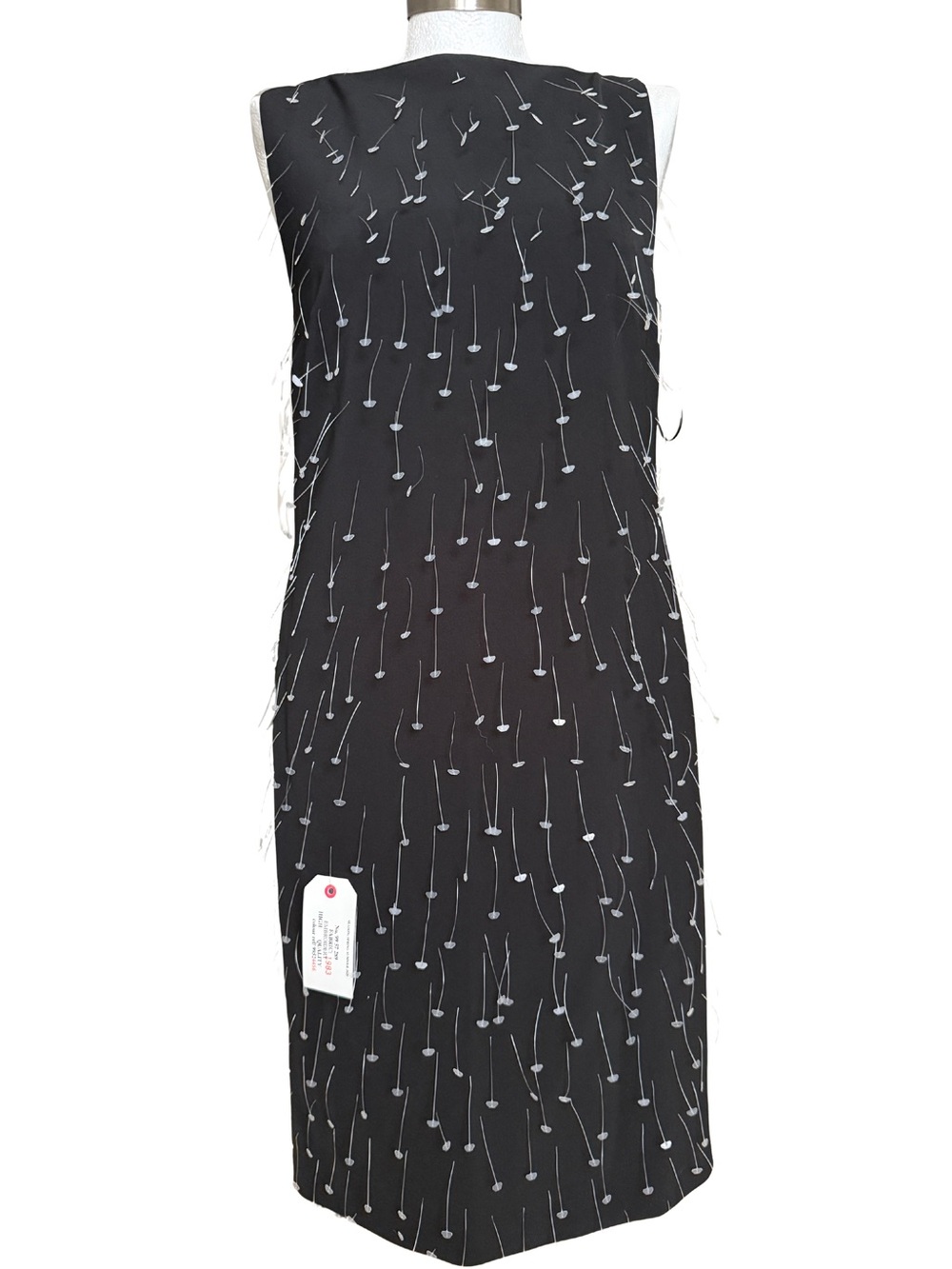 Moschino Black Midi Shift Dress with Silver Bead Trails